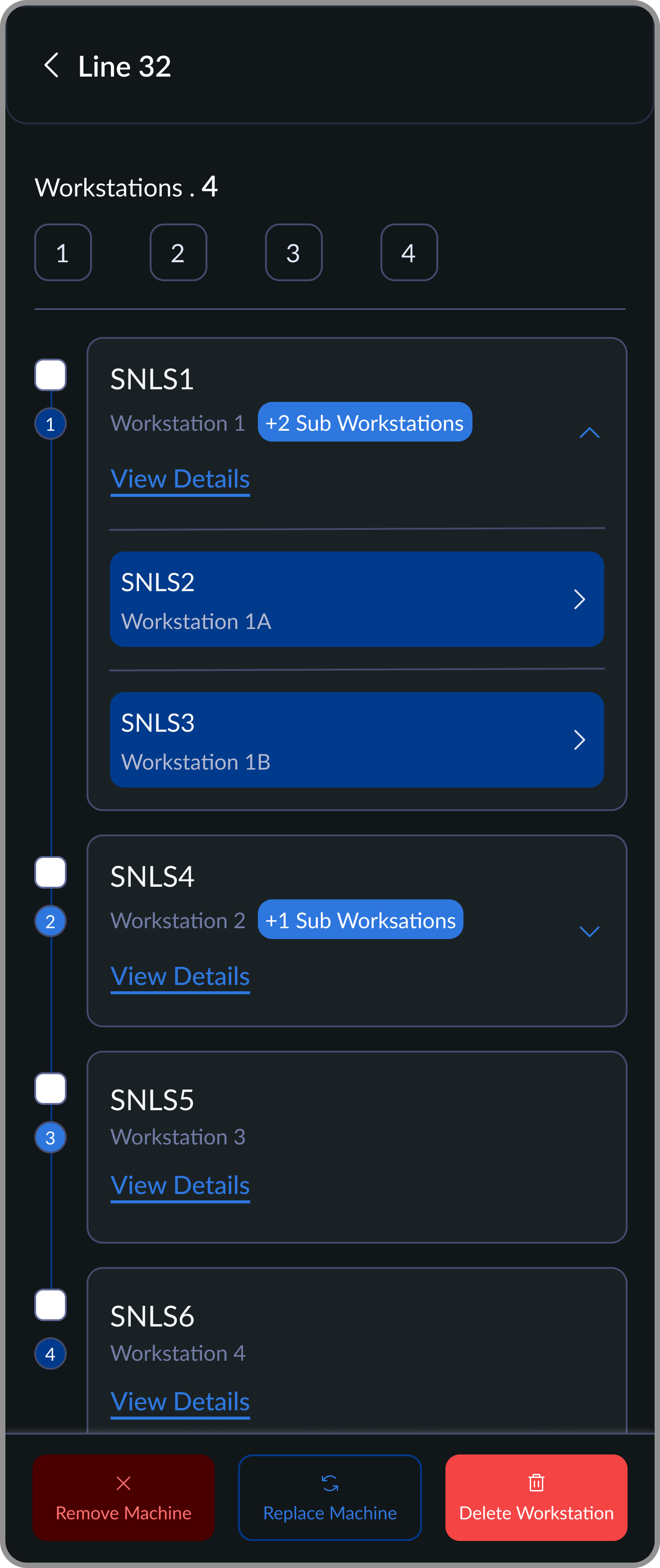 Workstation actions screen